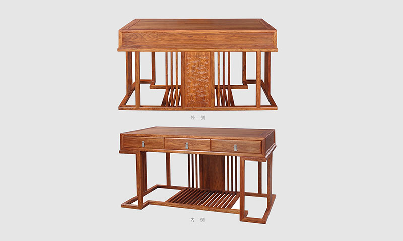 桦甸 别墅中式家居书房装修实木书桌效果图