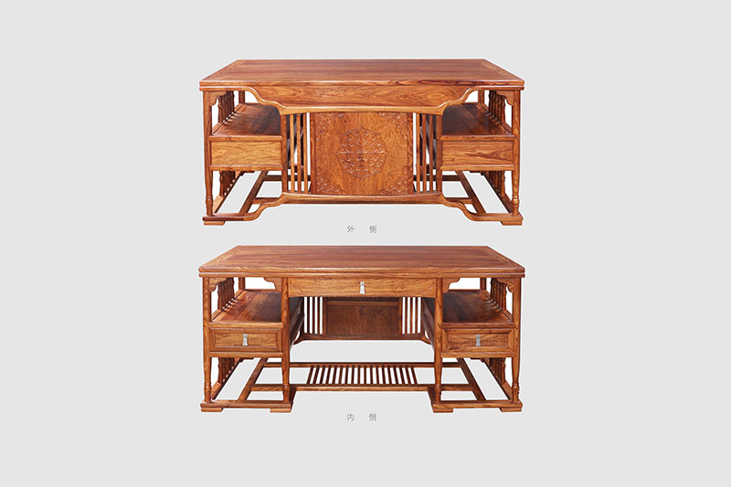 桦甸中式家居装饰书房桌椅组合家具效果图